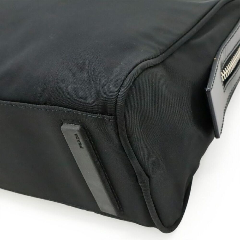Prada Nylon Leather Triangle Logo Tote Bag - Picture 3 of 8